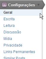 Submenu Geral do menu Configurações do WordPress wordpress seo menu configuracoes submenu geral