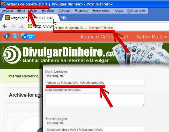 Título da página de arquivos por data configurada pelo plugin WordPress SEO da Yoast wordpress seo yoast plugin archives data