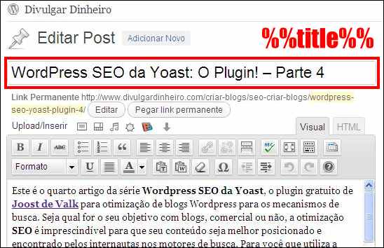 Painel de edição de posto no WordPress wordpress seo yoast plugin editor post