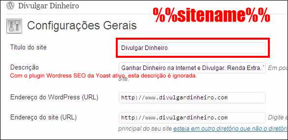 Configurações gerais do WordPress wordpress seo yoast menu configuracoes gerais wordpress