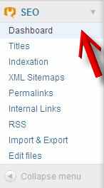 Submenu Dashboard do WordPress SEO by Yoast wordpress seo yoast dashboard