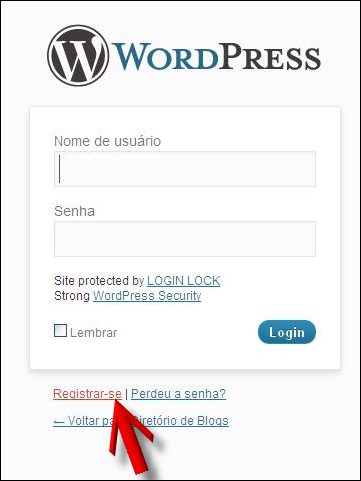 Clique no link "Registrar-se" para se cadastrar registrar cadastro divulgar blogs