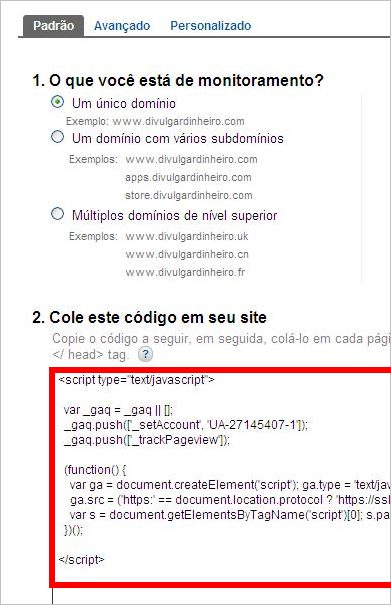 Código de Rastreamento do Google Analytics codigo rastreamento code google analytics
