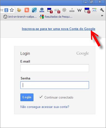 Link para criar uma nova conta do Google link criar conta google