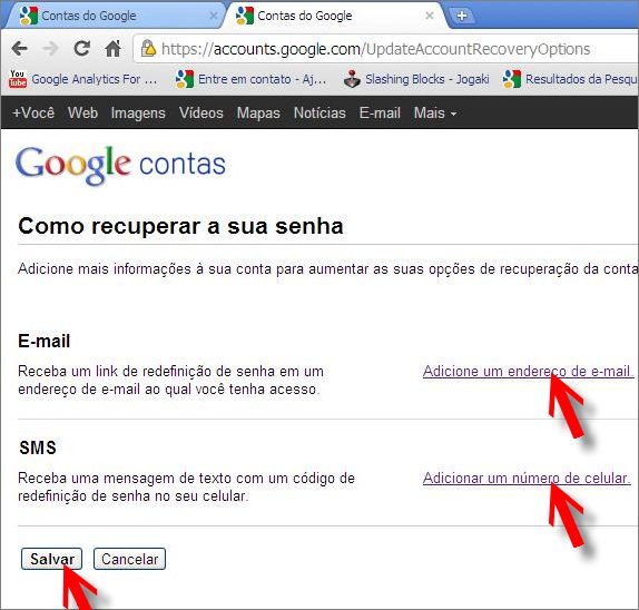 Fornecer dados de e-mail alternativo e celular para recuperação de senha recuperar senha fornecer dados celular