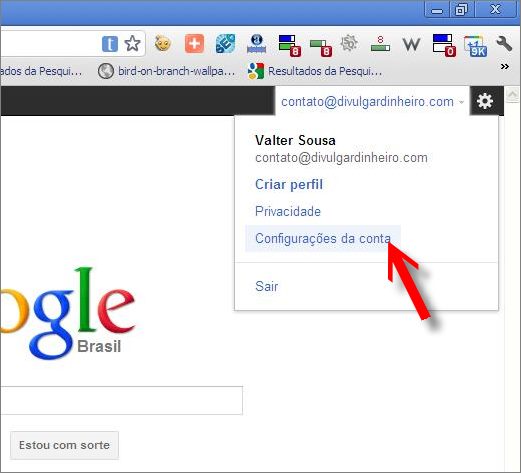 Link de acesso à página de configurações do Google Contas link acessar configurações google contas
