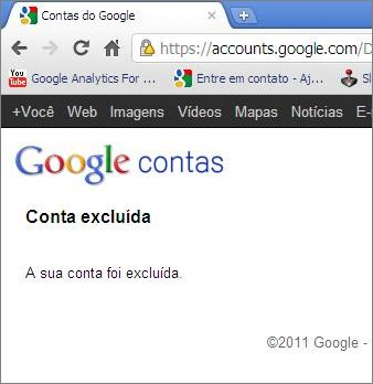 Conta Google Contas excluída conta google conta excluída