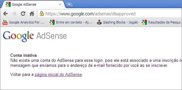 Conta inativa no Google Adsense google adsense conta inativa