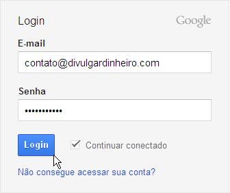 quadro login google analytics