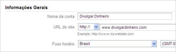 informacoes gerais formulario google analytics