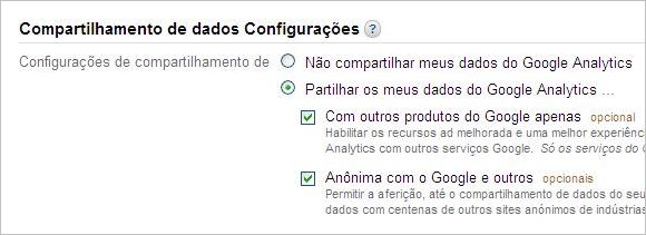 configurar compartilhamento dados google analytics